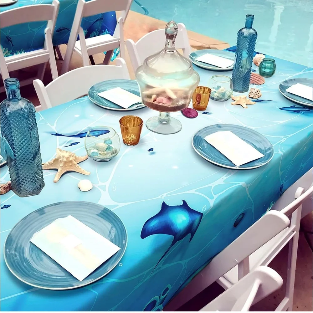 Ocean Blue Party Tablecloth Cheerland Under The Sea Party